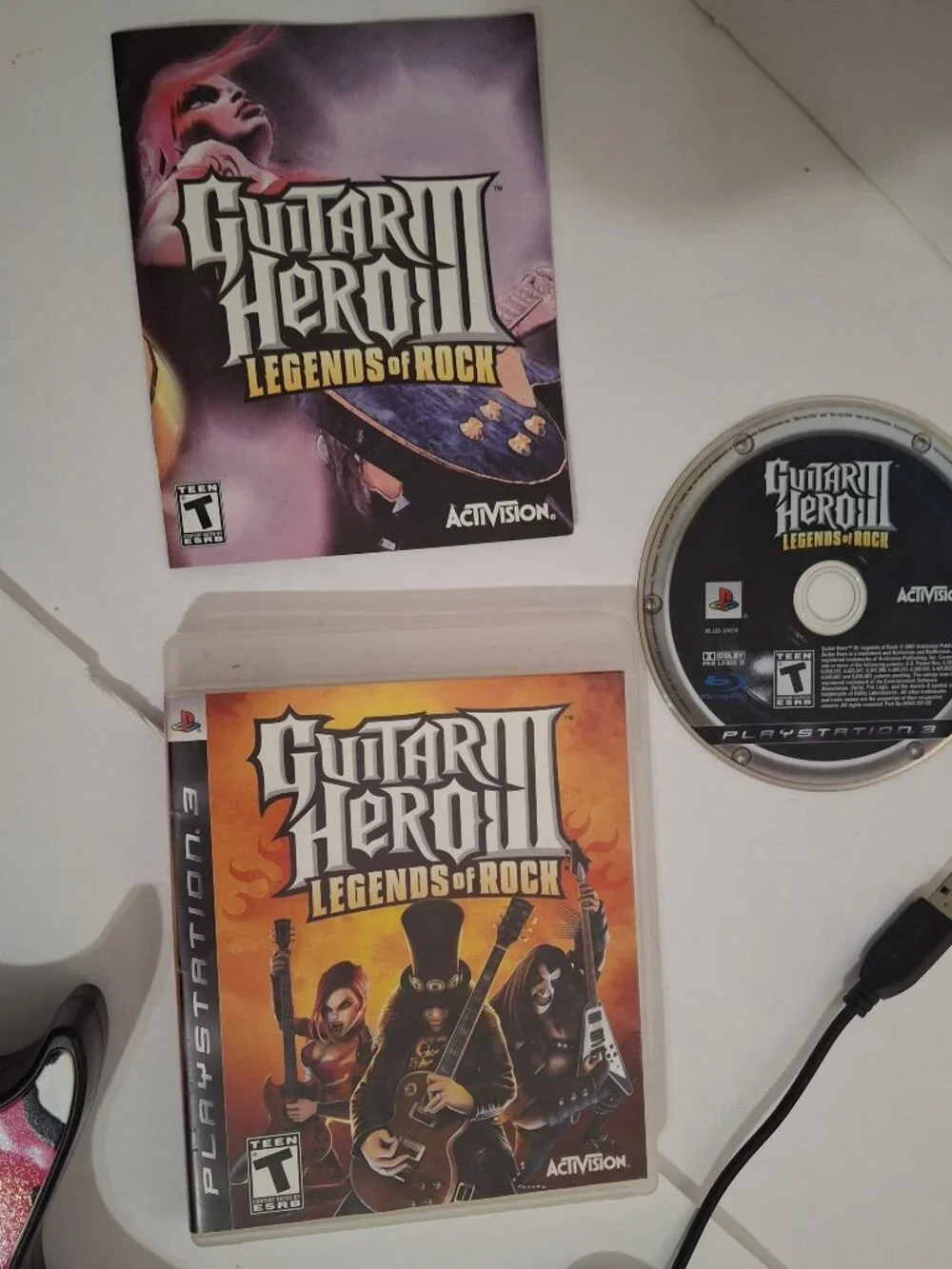 Guitar Hero Les Paul Guitar Bundle PS3 Dongle 80s Glam Rock Custom Printed